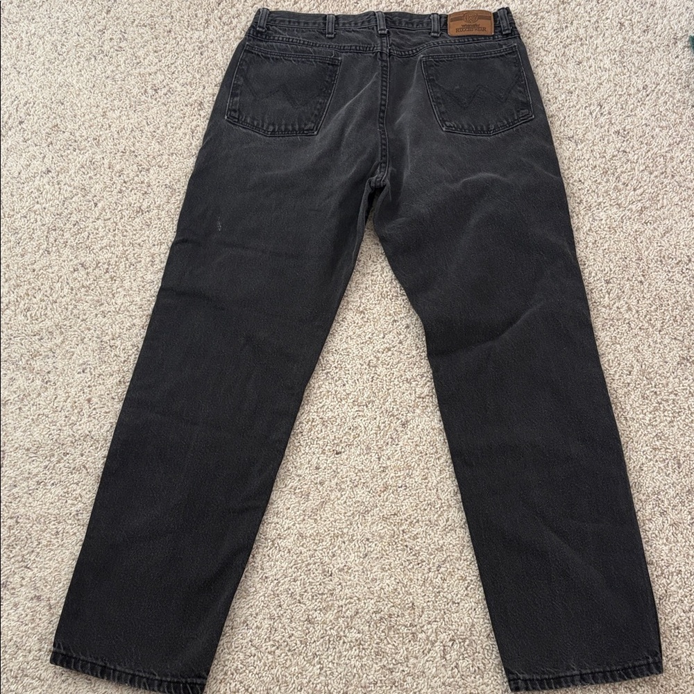 VINTAGE Wrangler Black Dark Denim Jeans 34” waist - Picture 3 of 6